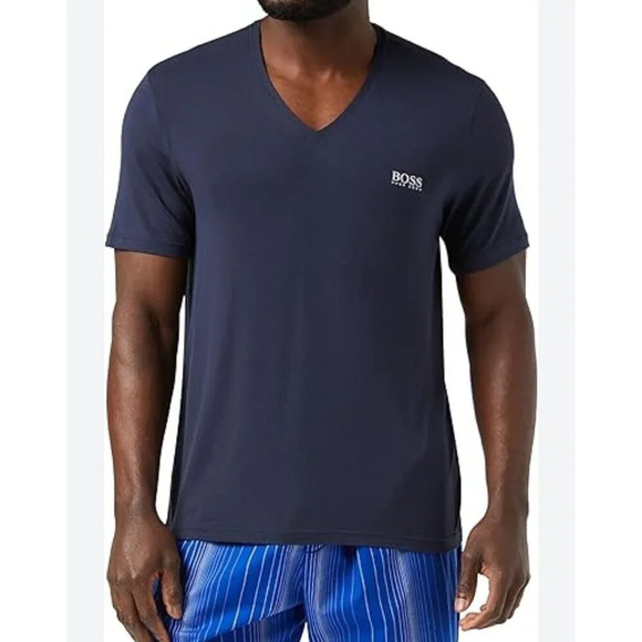 New Hugo BOSS Men’s Slim Fit VERY SOFT Jersey V Neck Logo T Shirt S - Picture 1 of 9